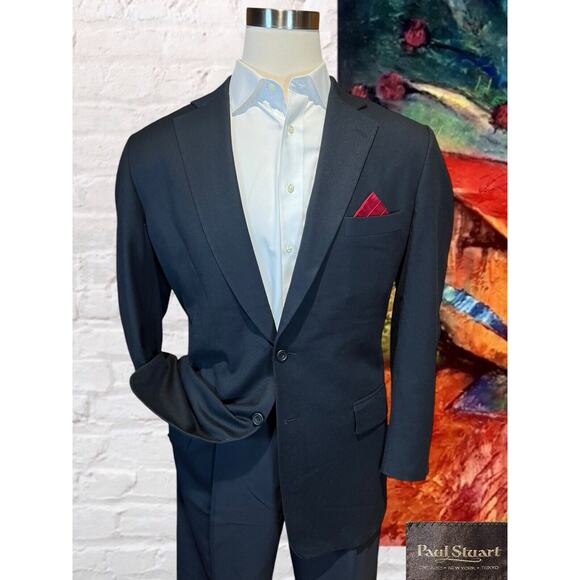 Paul Stuart Other - Paul Stuart 42L Dark Navy Blue Fleece Super 100s Blazer Sport Coat Jacket